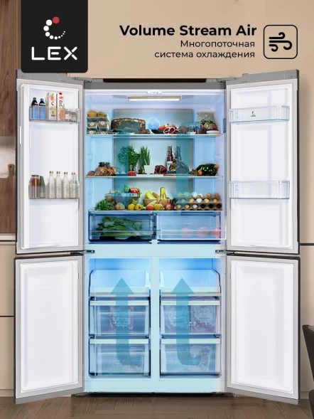 Холодильник Lex LCD505XID 3-хкамерн. серебристый металлик инвертер