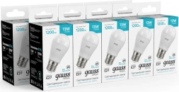 Лампа светодиодная Gauss Basic 13Вт цок.:E27 шар св.свеч.бел.нейт. (10502232)