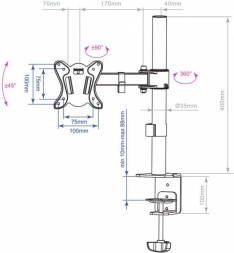Кронштейн для мониторов Arm Media LCD-T11 черный 15&amp;quot;-32&amp;quot; макс.12кг настольный поворот и наклон верт.перемещ.