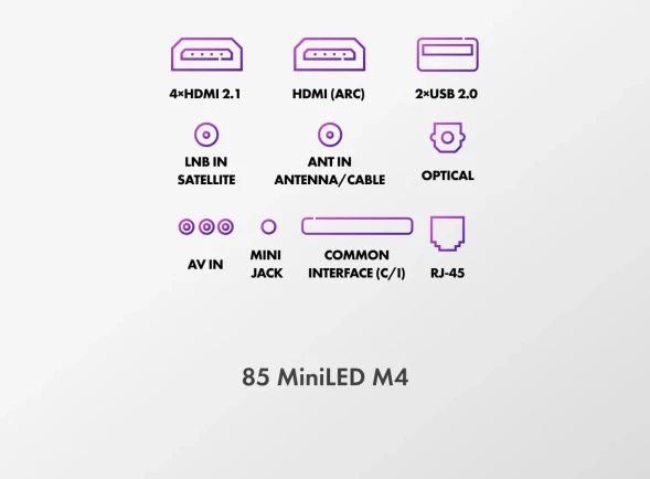 Телевизор LED Haier 85&amp;quot; 85 MiniLED M4 Frameless серебристый 4K Ultra HD 60Hz MEMC DVB-T DVB-T2 DVB-C DVB-S2 USB WiFi Smart TV