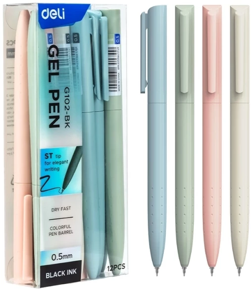 Ручка гелев. автоматическая Deli EG102-BK ассорти d=0.5мм черн. черн. карт.уп.