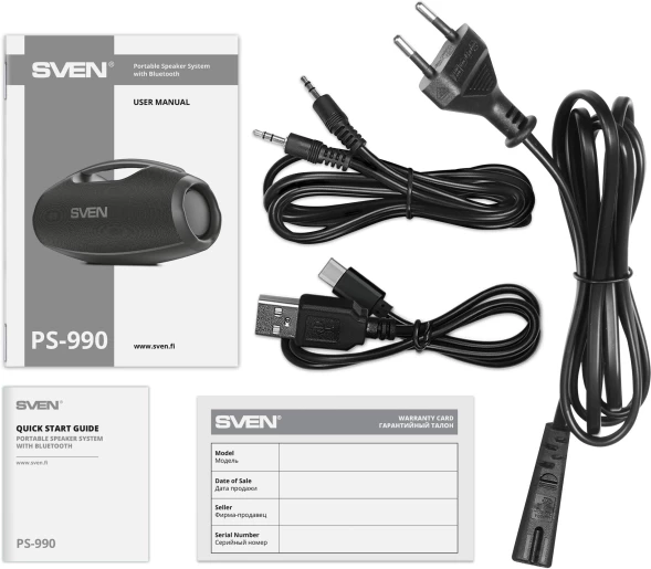 Колонка порт. Sven АС PS-990 черный 180W 2.0 BT/3.5Jack 5200mAh (без.бат) (SV-022891)