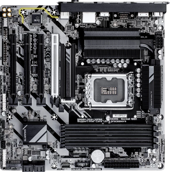 Материнская плата Gigabyte B860M DS3H WIFI6E Soc-1851 Intel B860 4xDDR5 mATX AC`97 8ch(7.1) 2.5Gg RAID+HDMI+DP