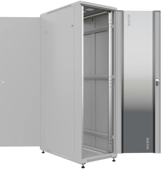 Шкаф серверный NTSS Премиум (NTSS-R47U60100GS) напольный 47U 600x1000мм пер.дв.стекл металл 900кг серый 910мм 113.8кг 2210мм IP20 сталь