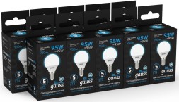 Лампа светодиодная Gauss 105101310 9.5Вт цок.:E14 шар 220B 6500K св.свеч.бел.хол. (упак.:10шт)