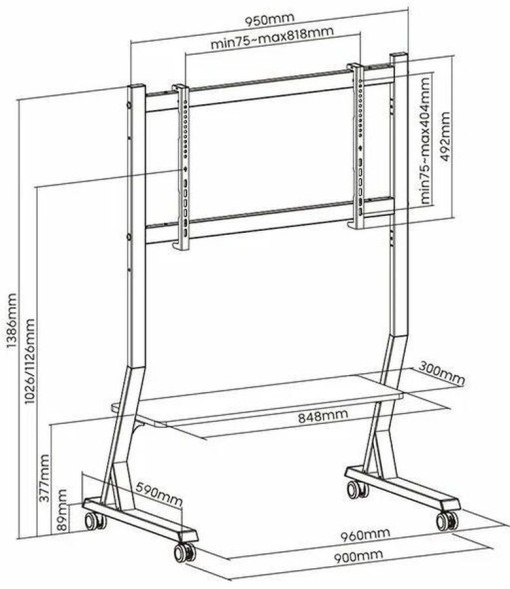 Подставка для телевизора Ultramounts UM306B черный 45&amp;quot;-90&amp;quot; макс.60кг напольный мобильный