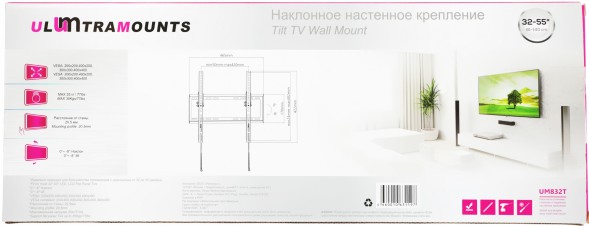 Кронштейн для телевизора Ultramounts UM832T черный 32&amp;quot;-55&amp;quot; макс.35кг настенный наклон