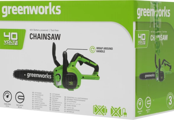 Цепная пила Greenworks G40CS30IIK4 аккум. дл.шины:12&amp;quot; (30cm) 1аккум. 4Ач ЗУ (2007807UB)
