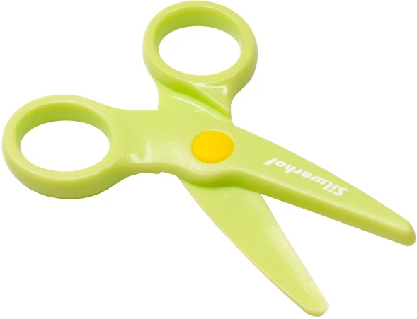 Ножницы Silwerhof Веселые друзья детские 100мм ручки пластиковые пластик салатовый