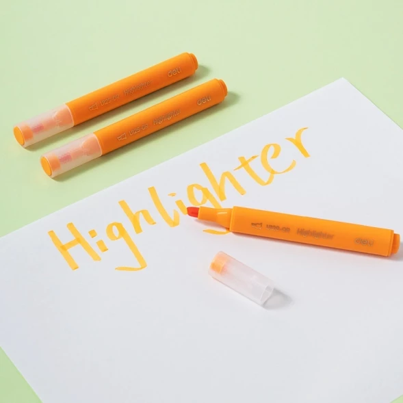 Текстовыделитель Deli EU12S-OR скошенный пиш. наконечник 1-5мм оранжевый коробка картонная