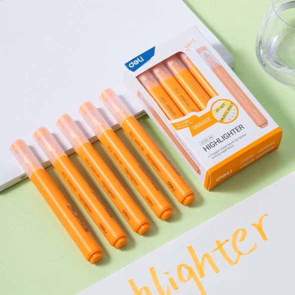Текстовыделитель Deli EU12S-OR скошенный пиш. наконечник 1-5мм оранжевый коробка картонная