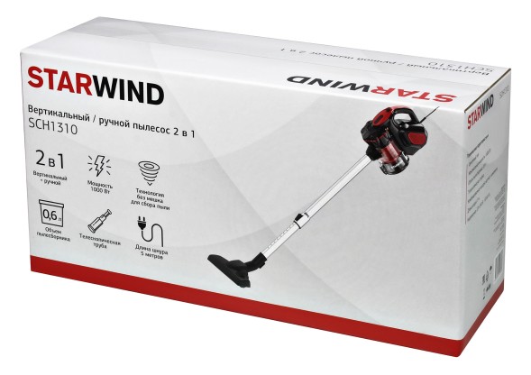 Пылесос ручной Starwind SCH1310 1000Вт красный/черный