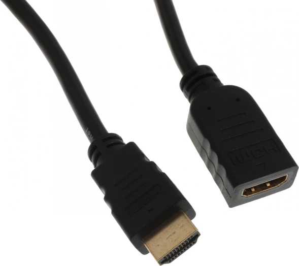 Кабель-удлинитель аудио-видео Buro HDMI (m)/HDMI (f) 1.5м. позолоч.конт. черный (BU-HDMI2.0-EXTND-1.5M)