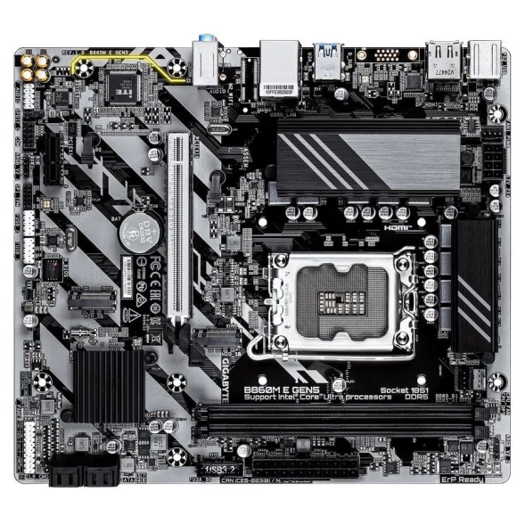 Материнская плата Gigabyte B860M E GEN5 Soc-1851 Intel B860 2xDDR5 mATX AC`97 8ch(7.1) GbLAN RAID+HDMI+DP