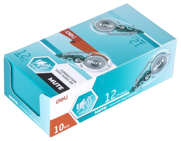Лента коррект. Deli Mute EH360-BX 12мx5мм прозрачный корпус блистер