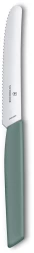 Нож кухонный Victorinox Swiss Modern (6.9006.11W43) стальной столовый для томатов лезв.110мм серрейт. заточка шалфеевый