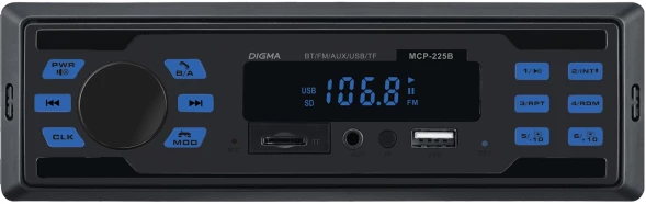 Автомагнитола Digma MCP-225B 1DIN 2x45Вт v5.0 AUX 2