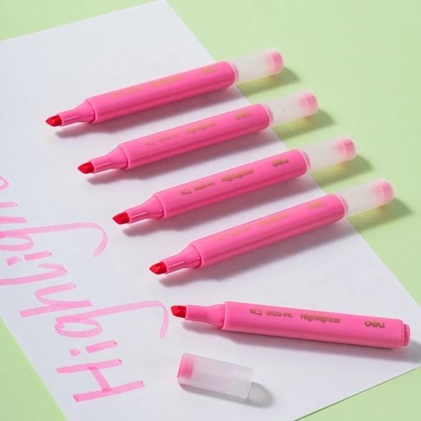 Текстовыделитель Deli EU12S-PK скошенный пиш. наконечник 1-5мм розовый коробка картонная