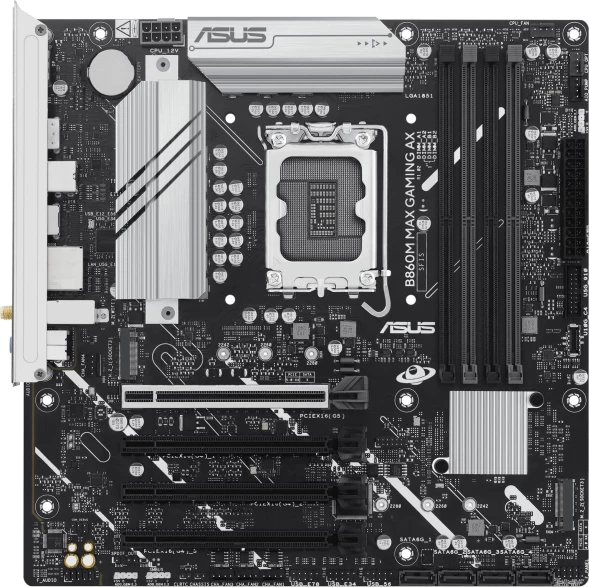 Материнская плата Asus B860M MAX GAMING AX Soc-1851 Intel B860 4xDDR5 mATX AC`97 8ch(7.1) 2.5Gg RAID+DP