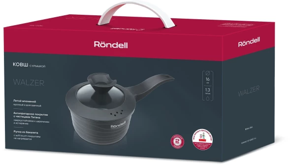 Ковш Rondell Walzer RDA-764 1.3л. d=16см (с крышкой) черный