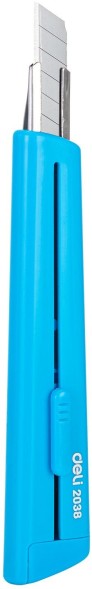 Нож канцелярский Deli E2038BLUE 80мм шир.лез.9мм синий блистер