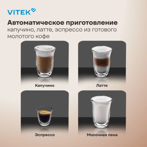 Кофеварка рожковая Vitek VT-CME1501 1350Вт черный