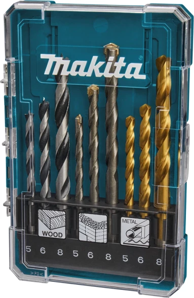 Набор сверл Makita D-71962 по дер/мет/бет (9пред.) для шуруповертов/дрелей
