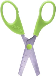 Ножницы для левшей Silwerhof детские 130мм ручки пластиковые асим. нержавеющая сталь зеленый