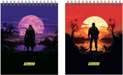 Блокнот Silwerhof A5 обложка картон 60л клетка гребень Одинокий воин (2шт)