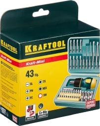 Отвертка Kraftool 25556-H43 в компл.:43 предмета жесткий кейс