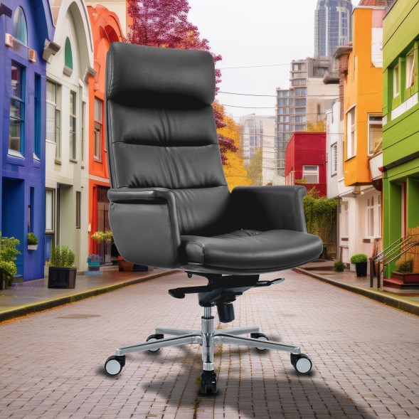 Кресло руководителя Cactus CS-LBK-AMSTERDAM кожа крестов. алюминий