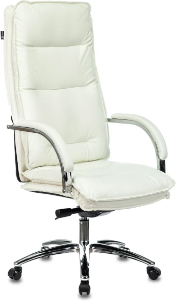 Кресло руководителя Бюрократ T-9927SL слоновая кость кожа крестов. хром