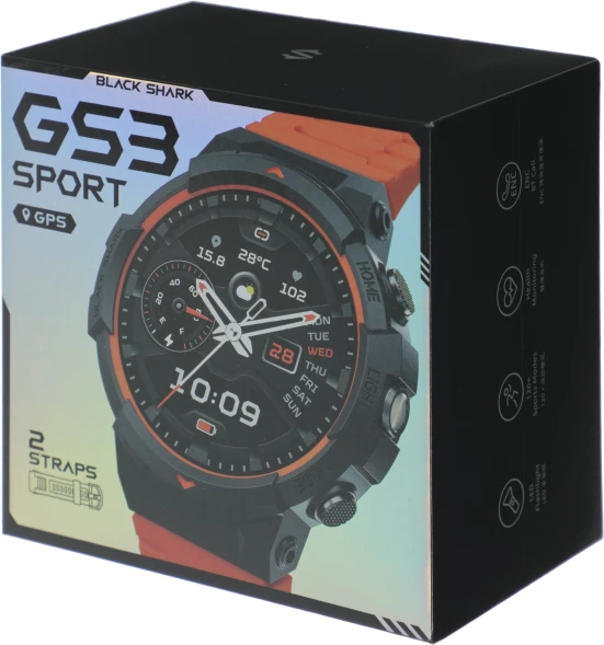 Смарт-часы Black Shark BS-W2402 (GS3 Sport) 14.3&amp;quot; AMOLED корп.черный рем.оранжевый разм.брасл.:140-220мм (6977541630604)