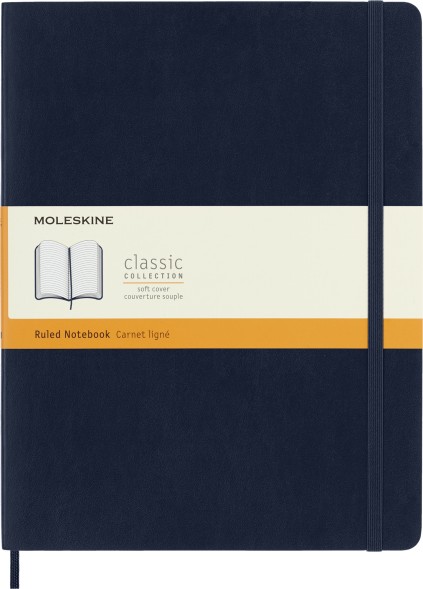 Блокнот Moleskine CLASSIC SOFT QP621B20 XLarge 190х250мм 192стр. линейка мягкая обложка синий сапфир