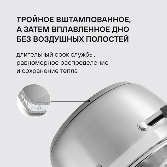 Кастрюля Rondell Flamme RDS-025 5.7л. d=24см (с крышкой) стальной