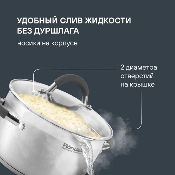 Кастрюля Rondell Flamme RDS-025 5.7л. d=24см (с крышкой) стальной