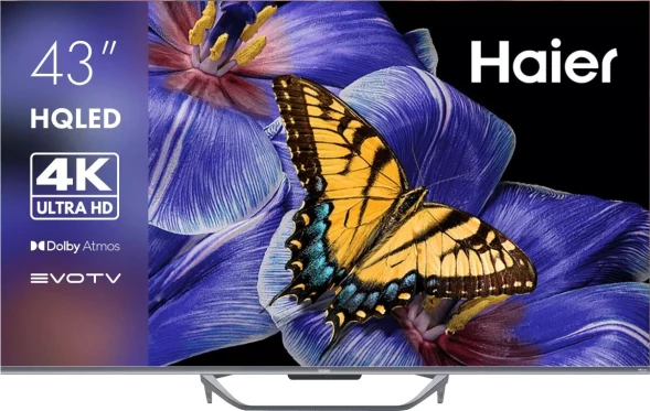 Телевизор QLED Haier 43&amp;quot; Smart TV S4 Frameless серебристый/серебристый 4K Ultra HD 60Hz DVB-T DVB-T2 DVB-C DVB-S DVB-S2 USB WiFi Smart TV (RUS)