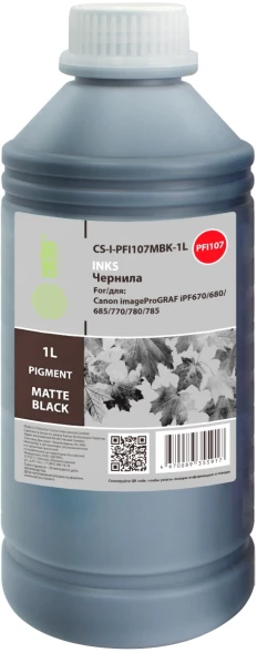 Чернила Cactus CS-I-PFI107MBK-1L PFI-107 черный матовый1000мл для Canon imageProGRAF iPF670/680/685/770/780/785
