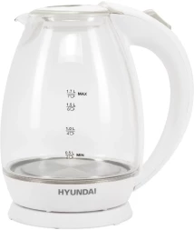 Чайник электрический Hyundai HYK-G2409 1.7л. 2200Вт белый/серебристый корпус: стекло/пластик
