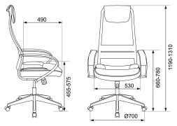 Кресло руководителя Бюрократ CH-608 черный TW-01 сиденье черный TW-11 эко.кожа/сетка с подголов. крестов. пластик