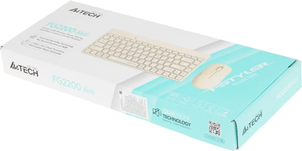 Клавиатура + мышь A4Tech Fstyler FG2200 Air2 клав:бежевый мышь:бежевый USB беспроводная slim (FG2200 AIR2 BEIGE)