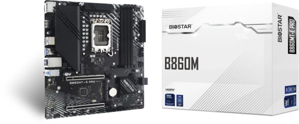 Материнская плата Biostar B860MT-E PRO Soc-1851 Intel B860 4xDDR5 mATX AC`97 8ch(7.1) 2.5Gg RAID+HDMI+DP