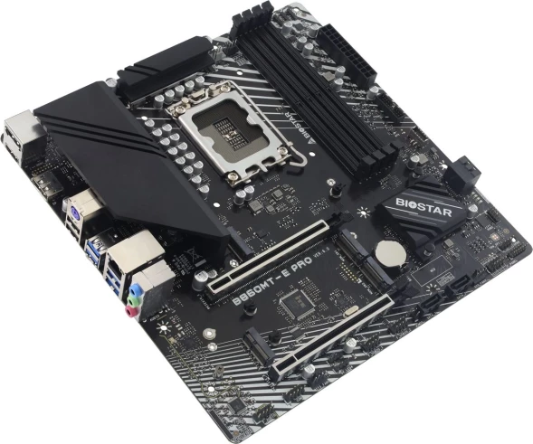 Материнская плата Biostar B860MT-E PRO Soc-1851 Intel B860 4xDDR5 mATX AC`97 8ch(7.1) 2.5Gg RAID+HDMI+DP