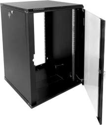 Шкаф коммутационный ЦМО ШРН-ЭКОНОМ (ШРН-Э-12.500-9005) настенный 12U 600x520мм пер.дв.стекл 75кг черный 470мм