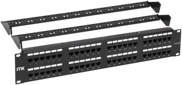 Патч-панель ITK PP48-2UC5EU-D05-1 19&amp;quot; 2U 48xRJ45 кат.5E UTP