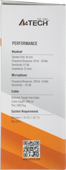 Наушники с микрофоном A4Tech HU-50 черный 2м накладные USB оголовье