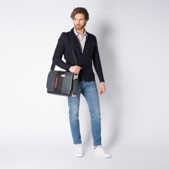 Сумка мужская Piquadro Urban CA1592UB00/GRN с отделением для ноутбука 14&amp;quot; серая/черная натур.кожа