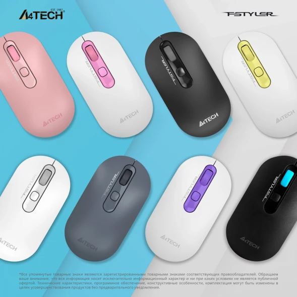 Мышь A4Tech Fstyler FG20 пепельный/синий оптическая (2000dpi) беспроводная USB для ноутбука (4but)