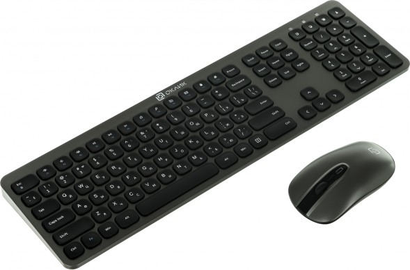 Клавиатура + мышь Оклик 300M клав:серый мышь:серый/черный USB беспроводная slim (1488402)