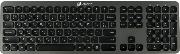 Клавиатура + мышь Оклик 300M клав:серый мышь:серый/черный USB беспроводная slim (1488402)